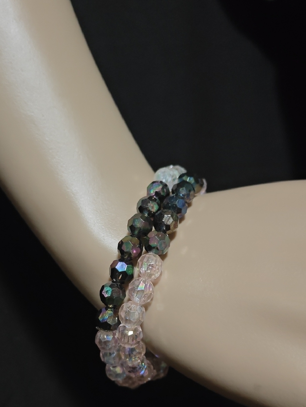 Faceted Multi Crystal Stretch Bracelet Set